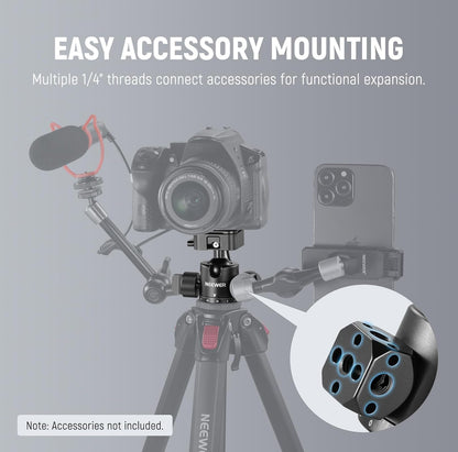 Neewer GM12 Ball Head - Arca Slot, 360° Pan, 13.2lb Load