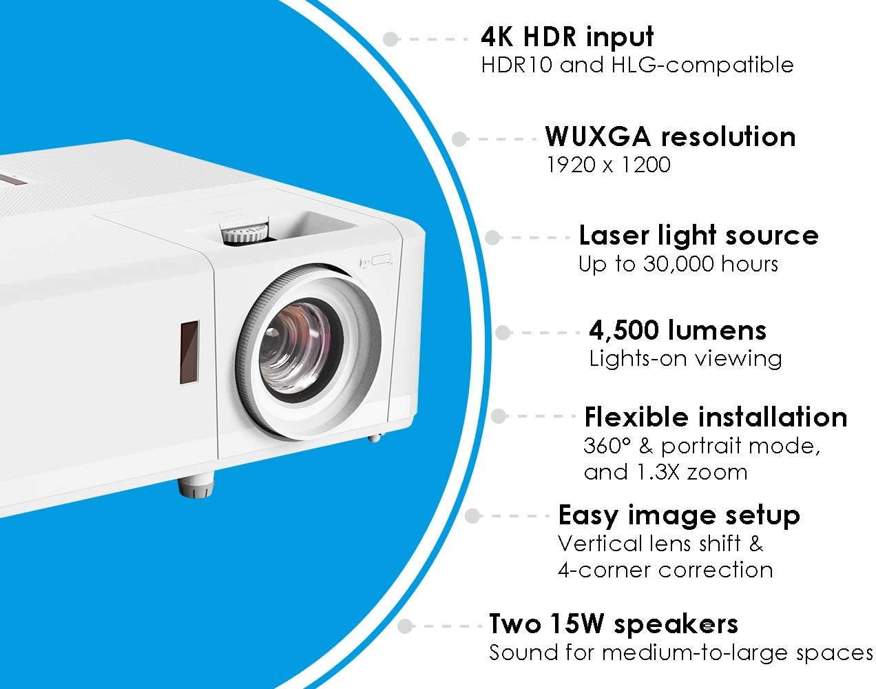 Optoma ZU406 WUXGA Laser Projector 4500 Lumens