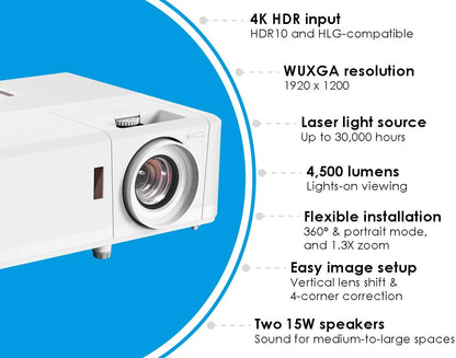Optoma ZU406 WUXGA Laser Projector 4500 Lumens