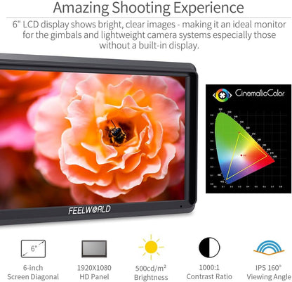 FEELWORLD FW572-US 6 inch Camera Field Monitor - 4K HDMI