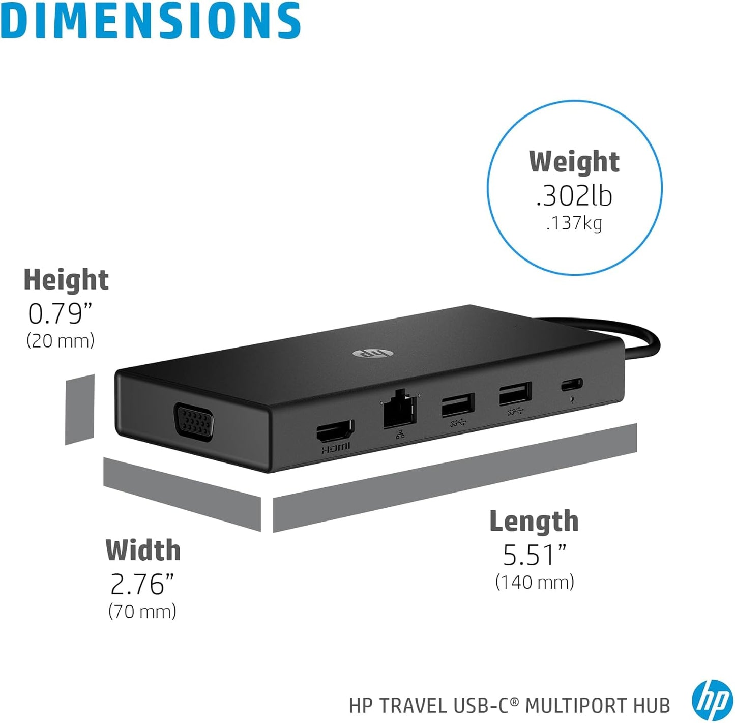 HP 1C1Y5AA#ABA Travel USB-C Multiport Hub