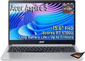 Acer Aspire 5 Ryzen 7 Laptop, 15.6" FHD, 16GB RAM, 512GB SSD