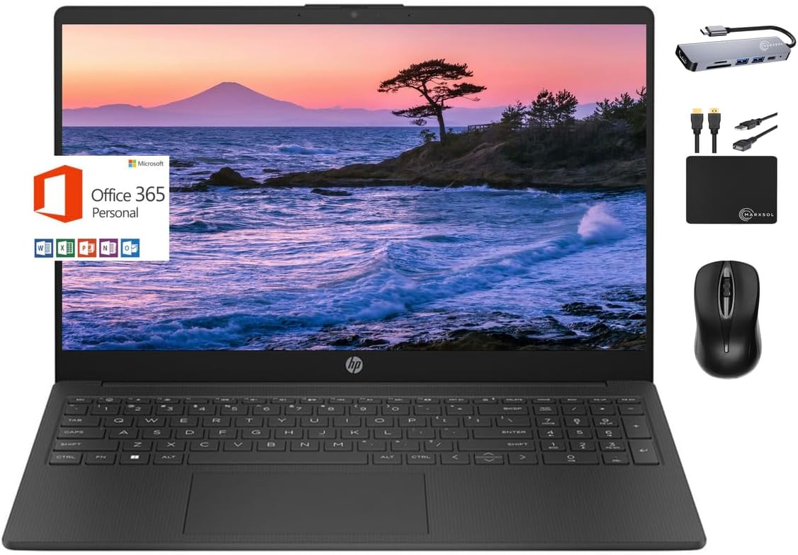 HP 2024 15.6 Inch Laptop Intel N200 + MarxsolAccessory