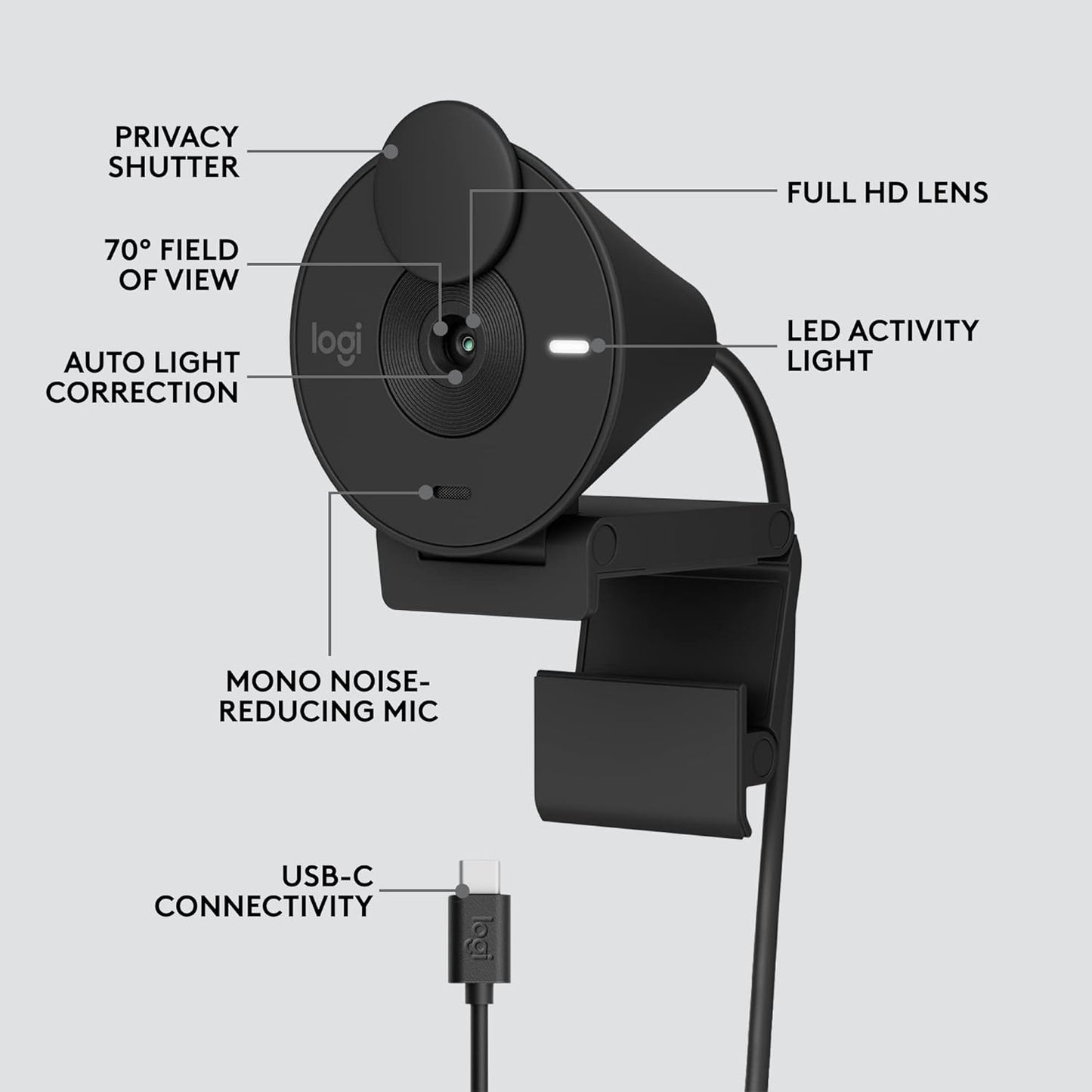Logitech 960-001513 Brio 301 Full HD Webcam with Privacy Shutter