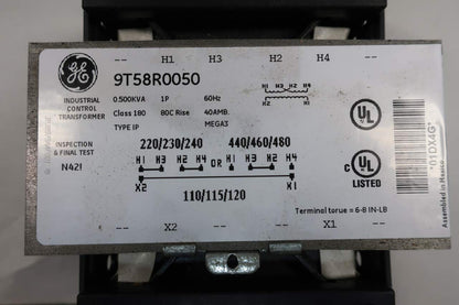 GE 9T58R0050 Transformer - 1PH 0.5KVA 440-480V to 120V
