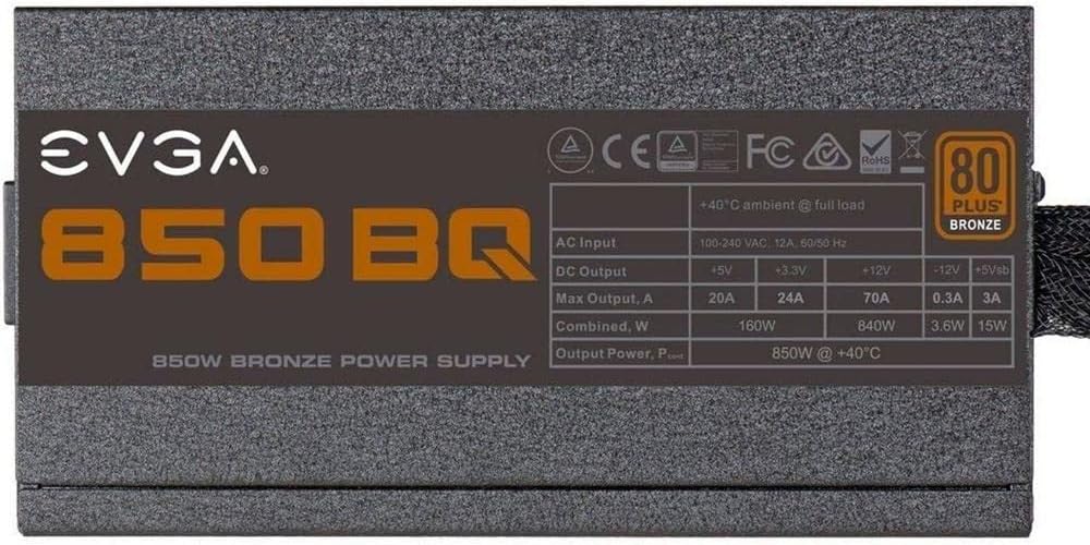 EVGA 110-BQ-0850 850 BQ 80+ Bronze Power Supply