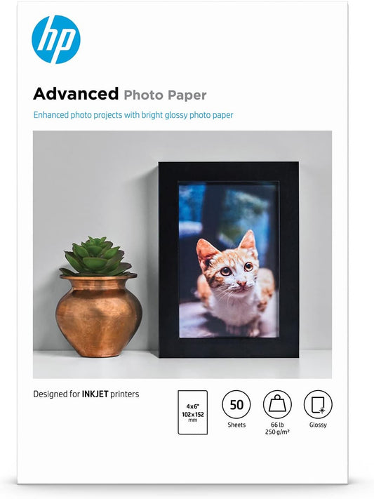 HP F4T22A 4x6 Glossy Advanced Photo Paper 50 Sheets
