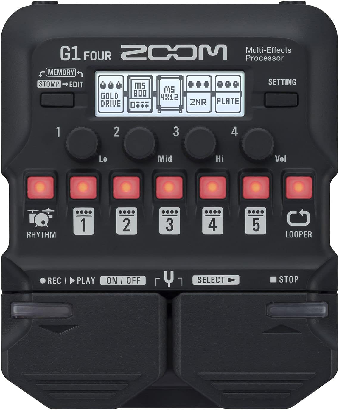 Zoom G1 FOUR Guitar MultiEffects Processor Bundle
