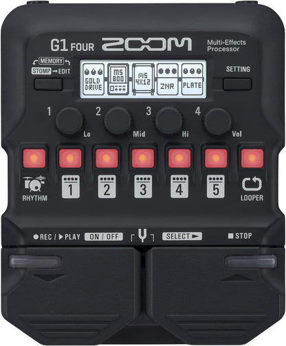 Zoom G1 FOUR Guitar MultiEffects Processor Bundle