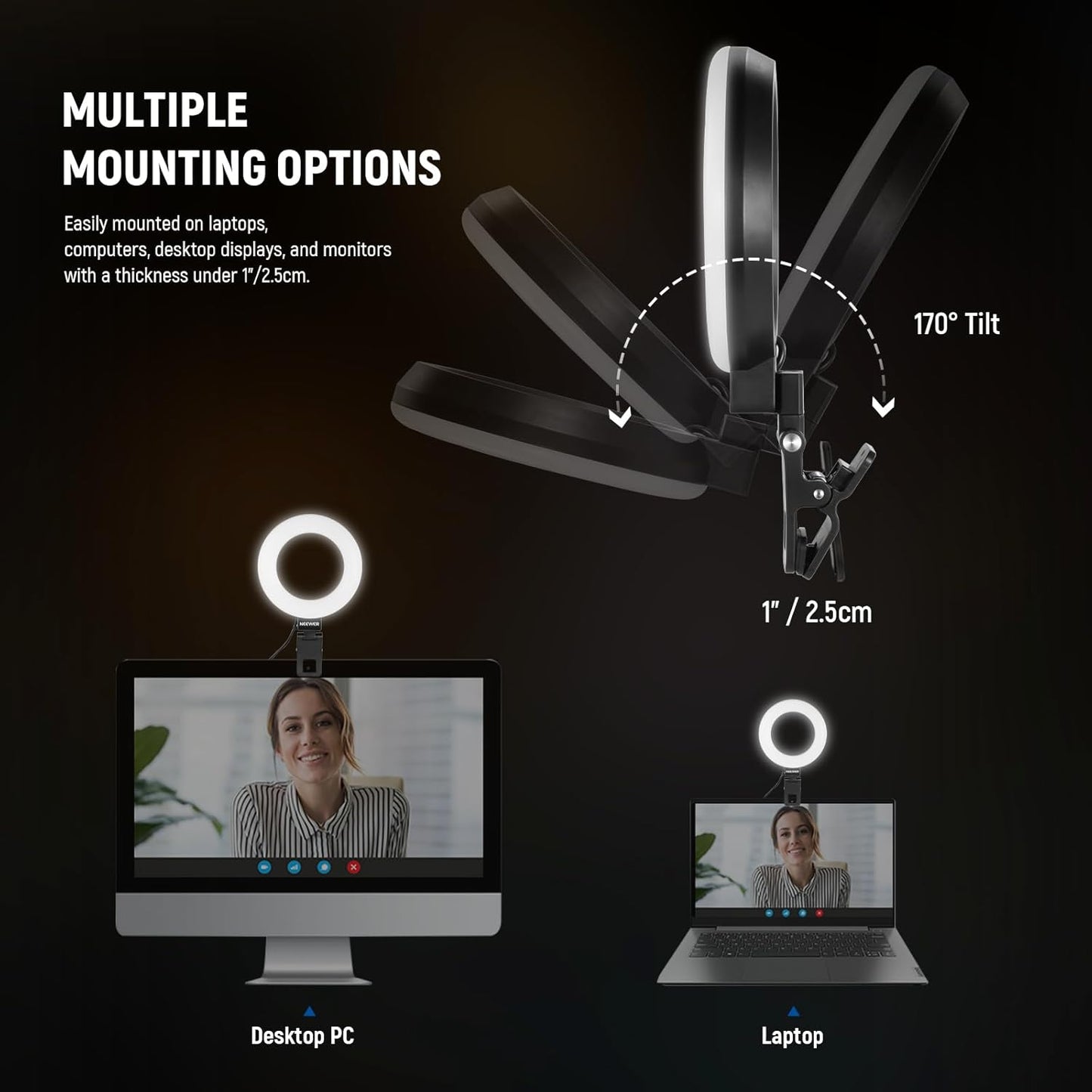 Neewer 10104607 5" LED Ring Light Video Conference Kit