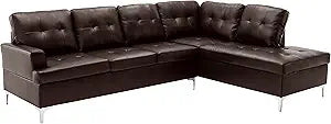 Lexicon 194840121411 Dani Brown Faux Leather Sectional Sofa