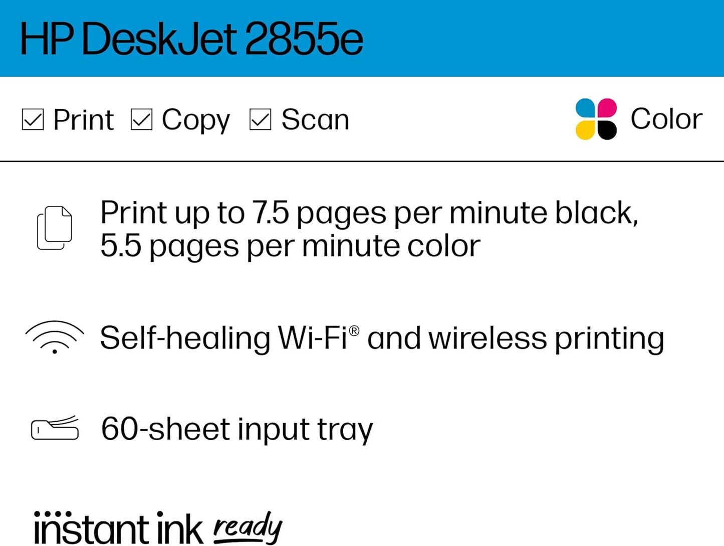 HP 588S5A#B1H DeskJet 2855e Printer - Wireless All-in-One Color