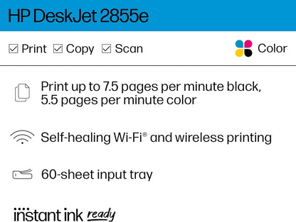 HP 588S5A#B1H DeskJet 2855e Printer - Wireless All-in-One Color
