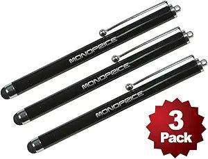 Monoprice 109754 Aluminum Stylus 3-Pack (Black)