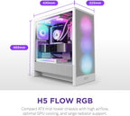 NZXT CC-H52FW-R1 H5 Flow RGB Compact ATX Gaming Case