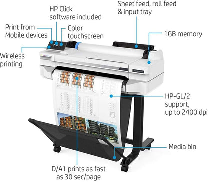HP T530-24 DesignJet Wireless Plotter Printer - 24 Inch