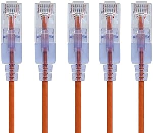 Monoprice 129451 Cat6A 0.5ft Orange Ethernet Cable (5 Pack) — main product image
