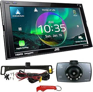 JVC KW-M875BW Wireless CarPlay Android Auto Car Stereo Bundle
