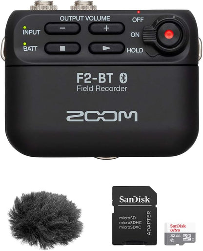 Zoom F2-BT Bluetooth Field Recorder Lavalier Bundle