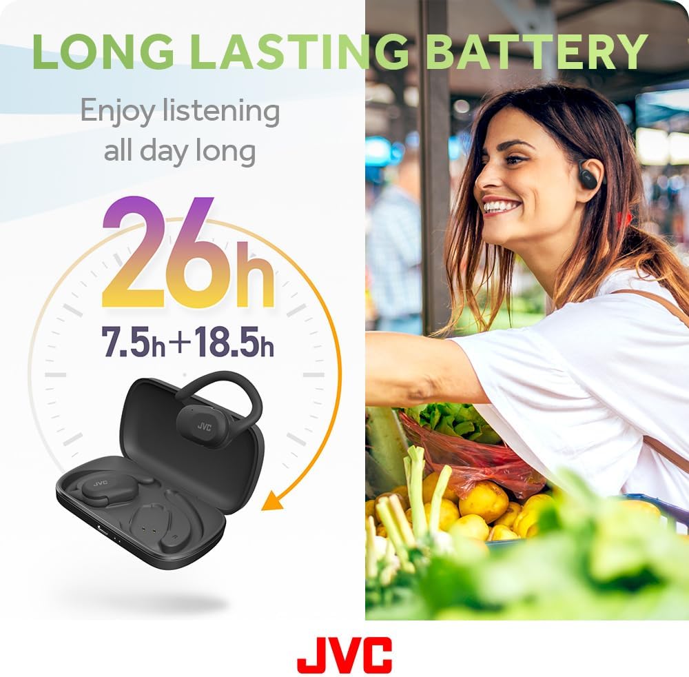 JVC HANP40T Open Ear Wireless Earbuds Bluetooth 5.4 Black