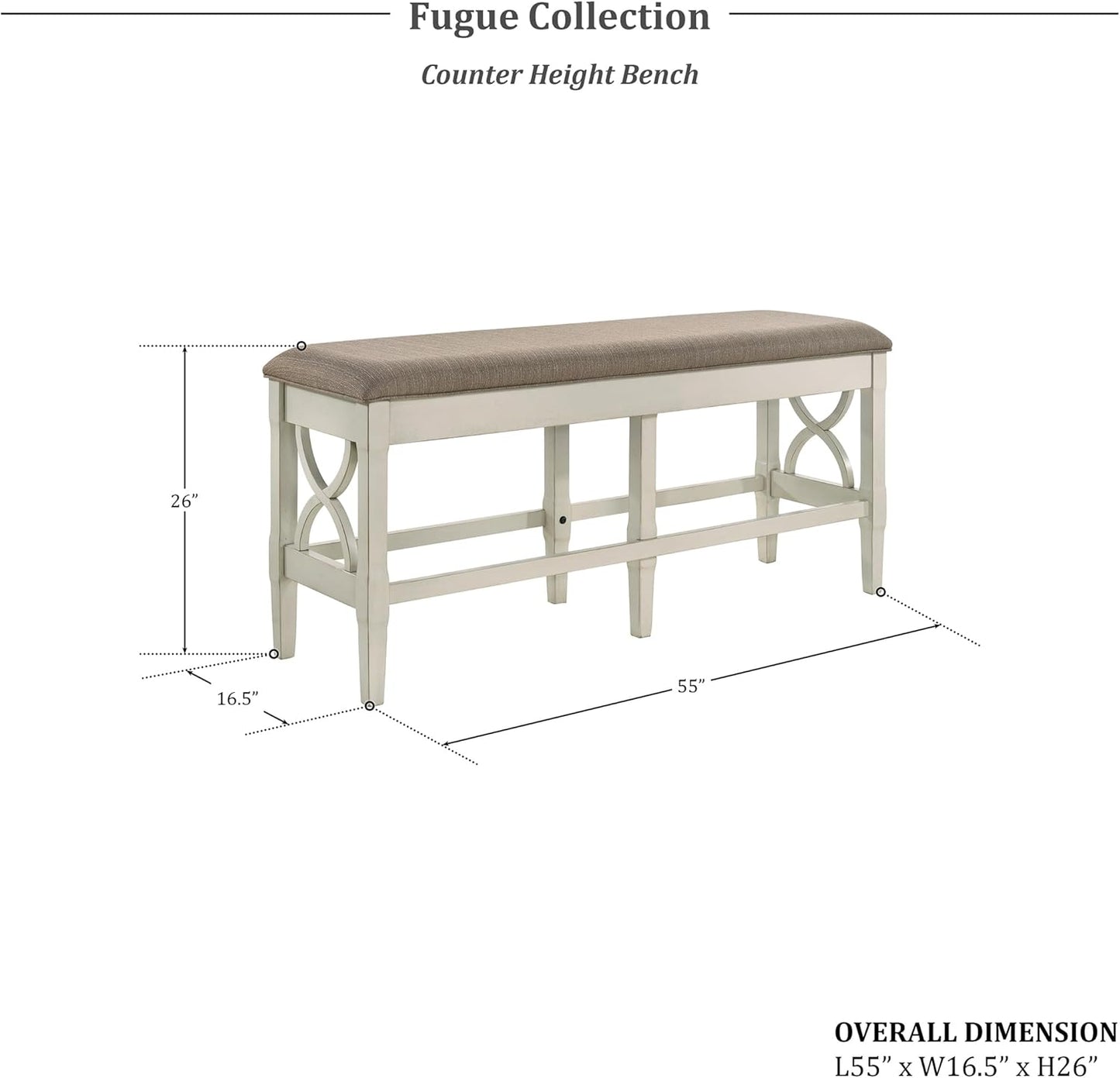Lexicon 194840249351 Fugue Gray Counter Height Bench