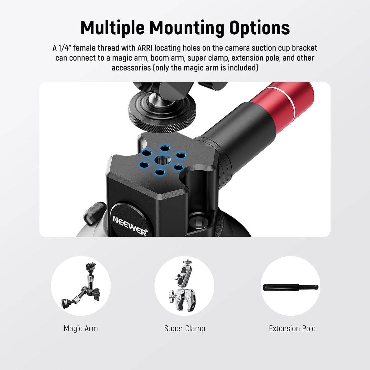 Neewer 10104421 Suction Cup Camera Mount with Magic Arm