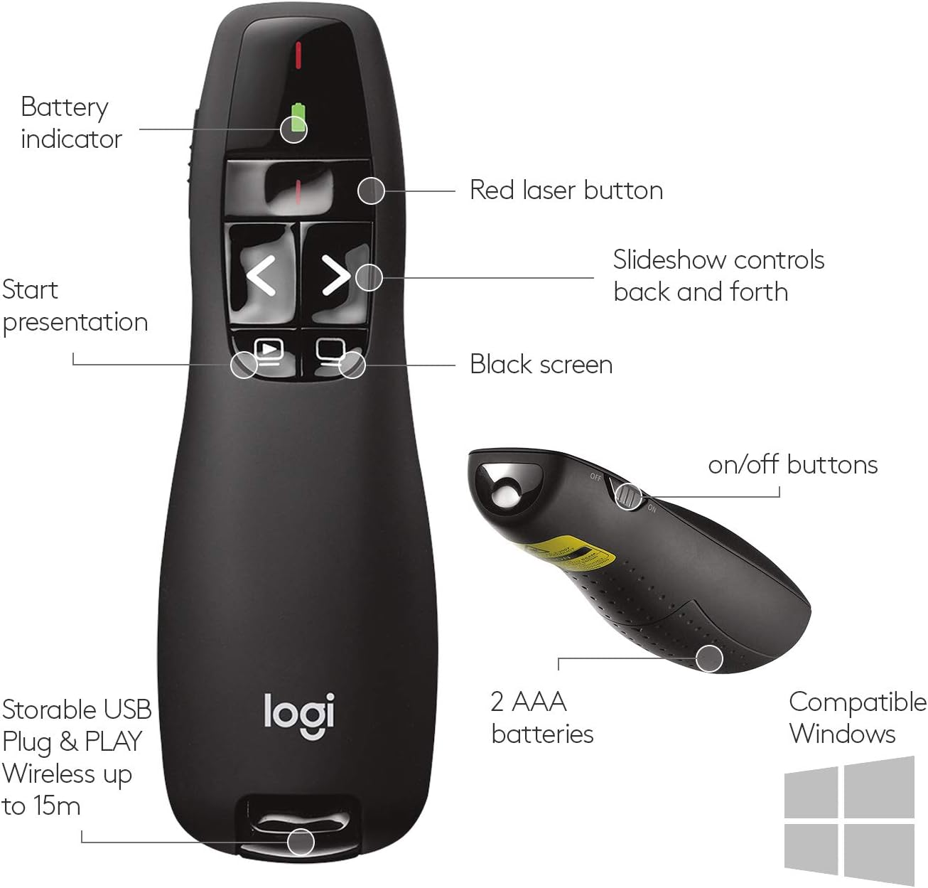 Logitech 910-001354 Wireless Presentation Remote with Laser Pointer
