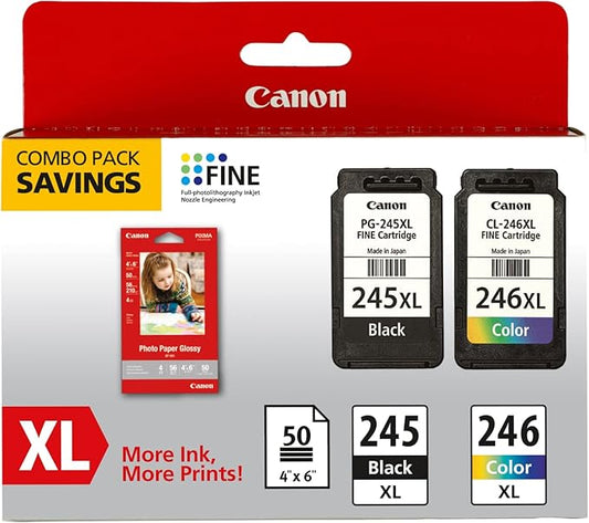 Canon PG-245XL/CL-246XL Ink & Photo Paper Pack - Compatible Printers