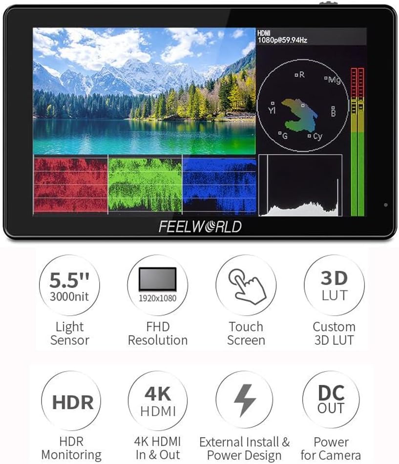 FEELWORLD LUT5: 5.5" 3000nit Touch Screen Camera Monitor