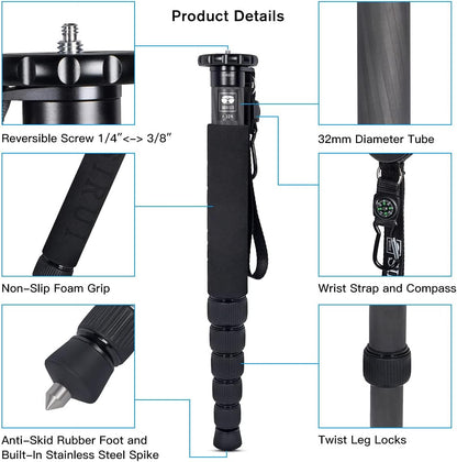 Sirui P-326 Carbon Fiber Lightweight Travel Monopod