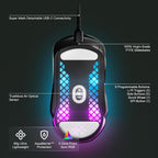 SteelSeries 62401 Aerox 5 Ultra-Lightweight RGB Gaming Mouse