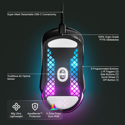 SteelSeries 62401 Aerox 5 Ultra-Lightweight RGB Gaming Mouse