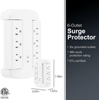 GE 81781 6-Outlet Swivel Surge Protector Wall Tap - 980 Joules