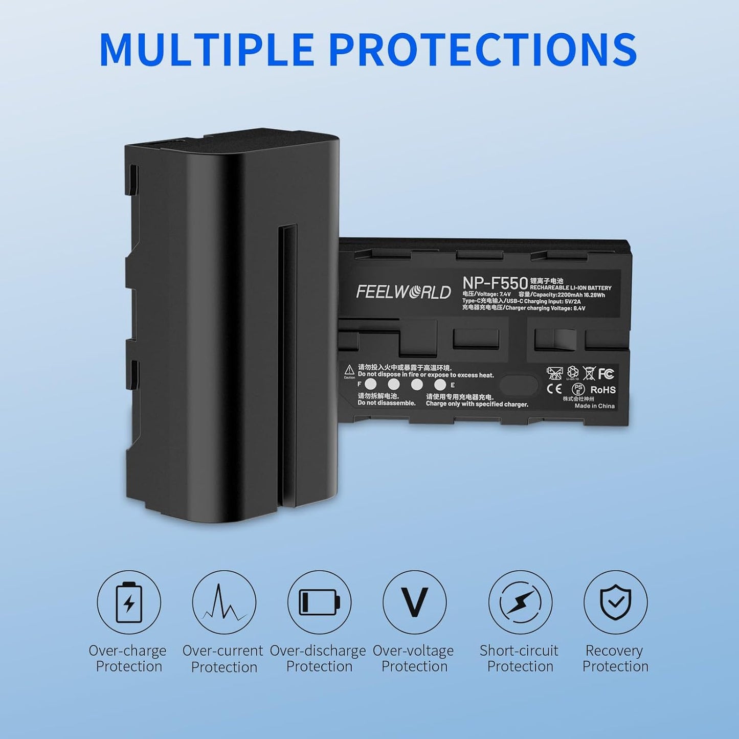 FEELWORLD AA-ANP55-OF-EU NP-F550 Battery USB-C Rechargeable