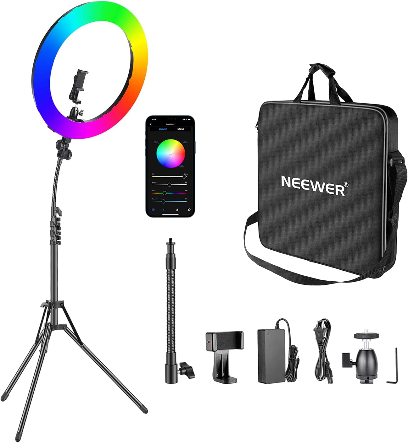 Neewer 10099577 18-inch RGB Ring Light Kit with App Control
