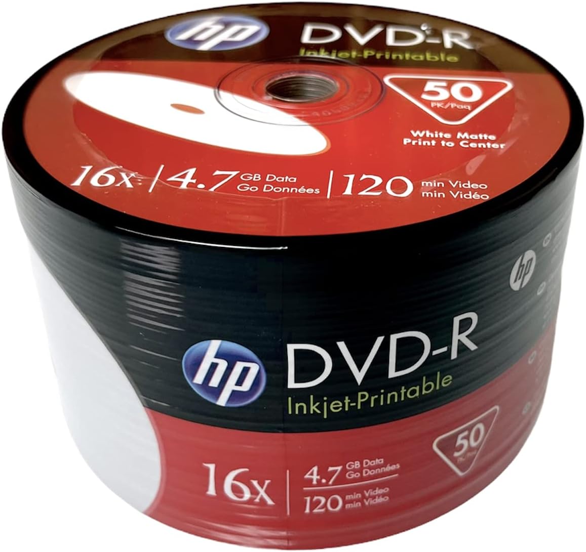 HP DVD-R 16x 4.7GB Inkjet Printable 50-Pack