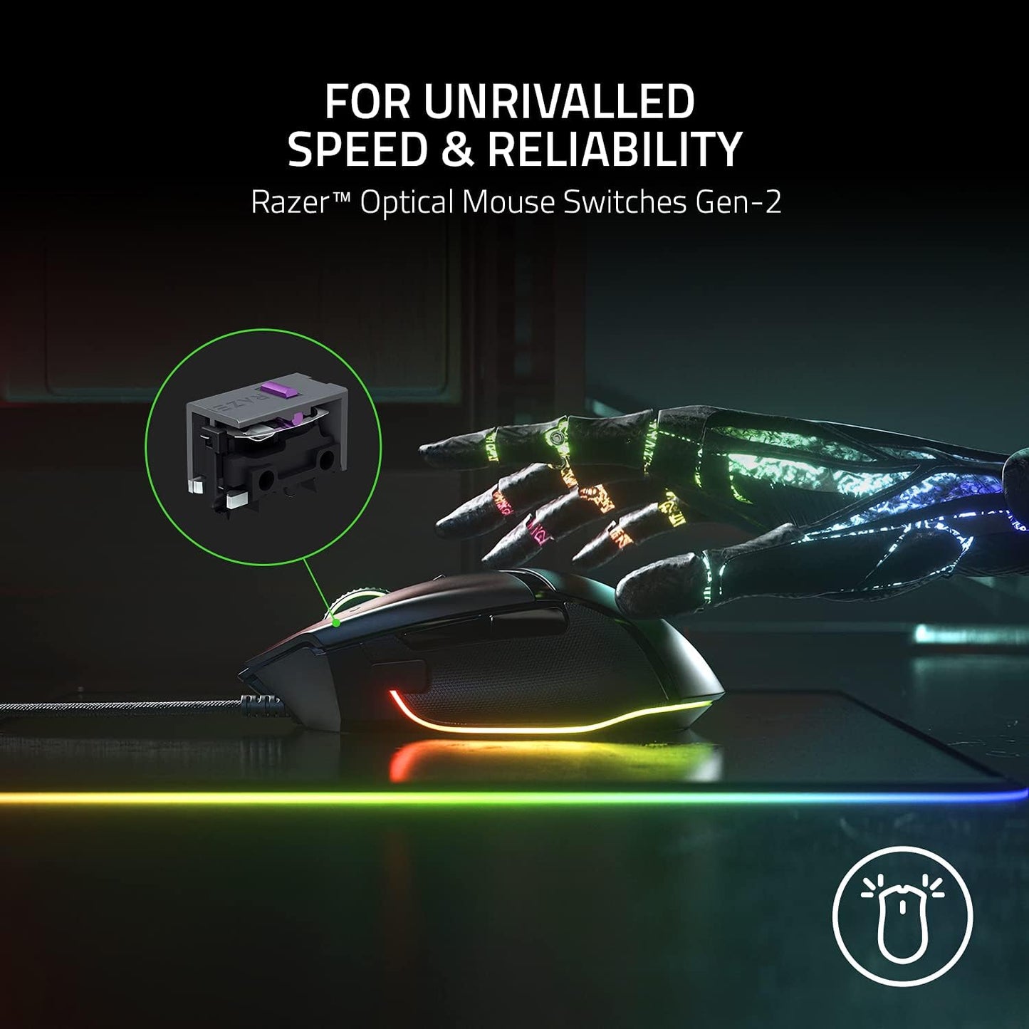 Razer RZ01-04000100-R3U1 Basilisk V3 Gaming Mouse - Chroma RGB, 26K DPI