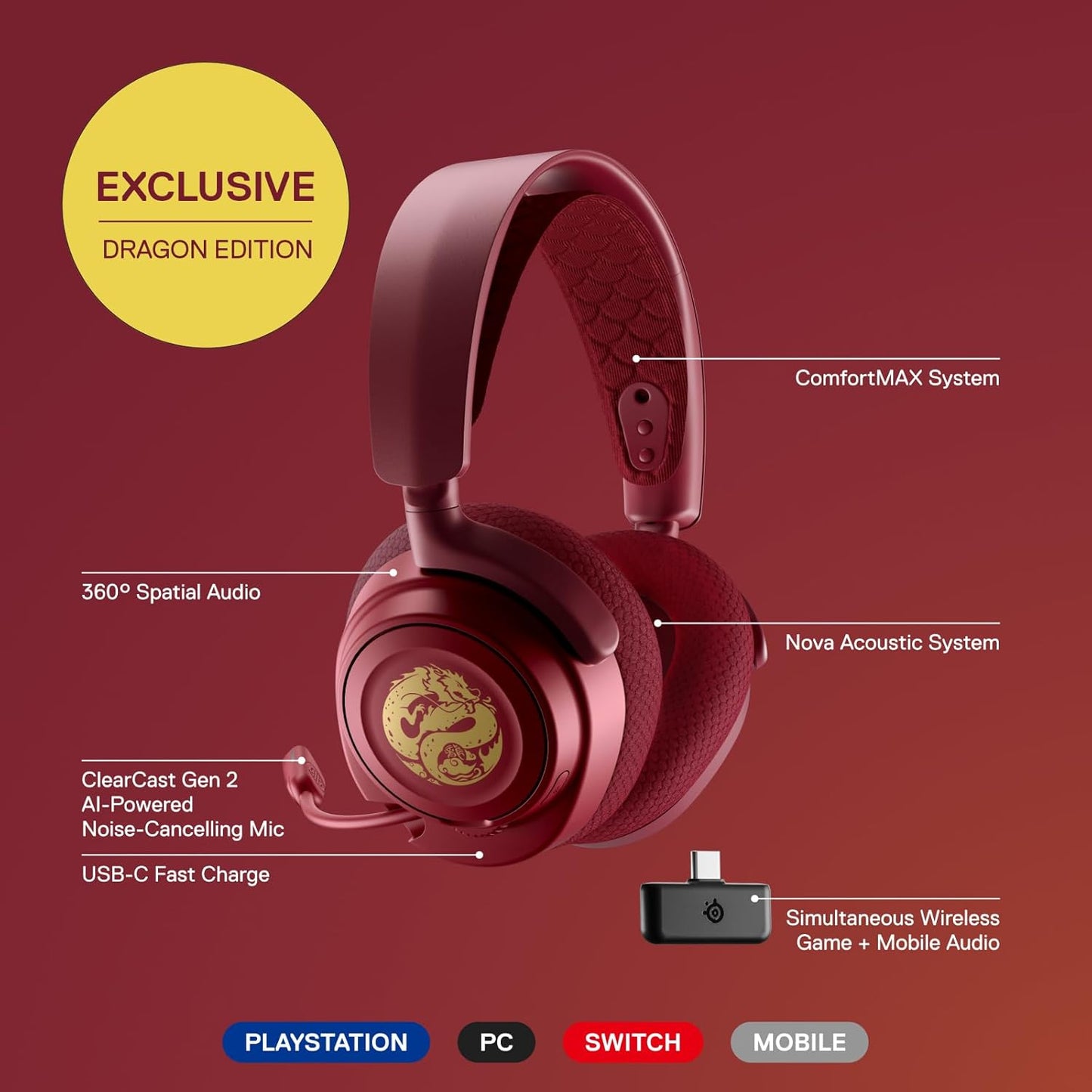 SteelSeries 61557 Arctis Nova 7 Dragon Edition Gaming Headset