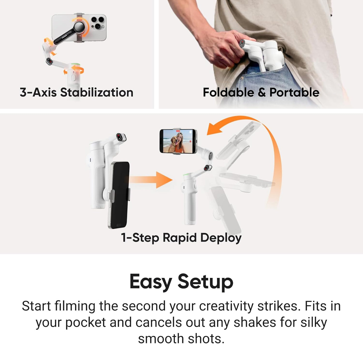 Insta360 Flow 2 Pro Foldable AI Gimbal Stabilizer
