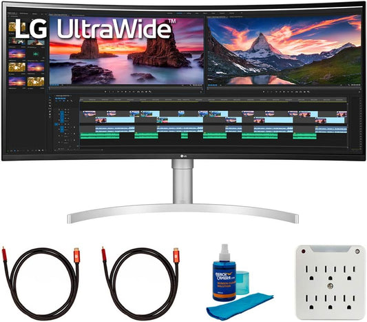 LG 38WN95C-W UltraWide Curved Gaming Monitor Bundle