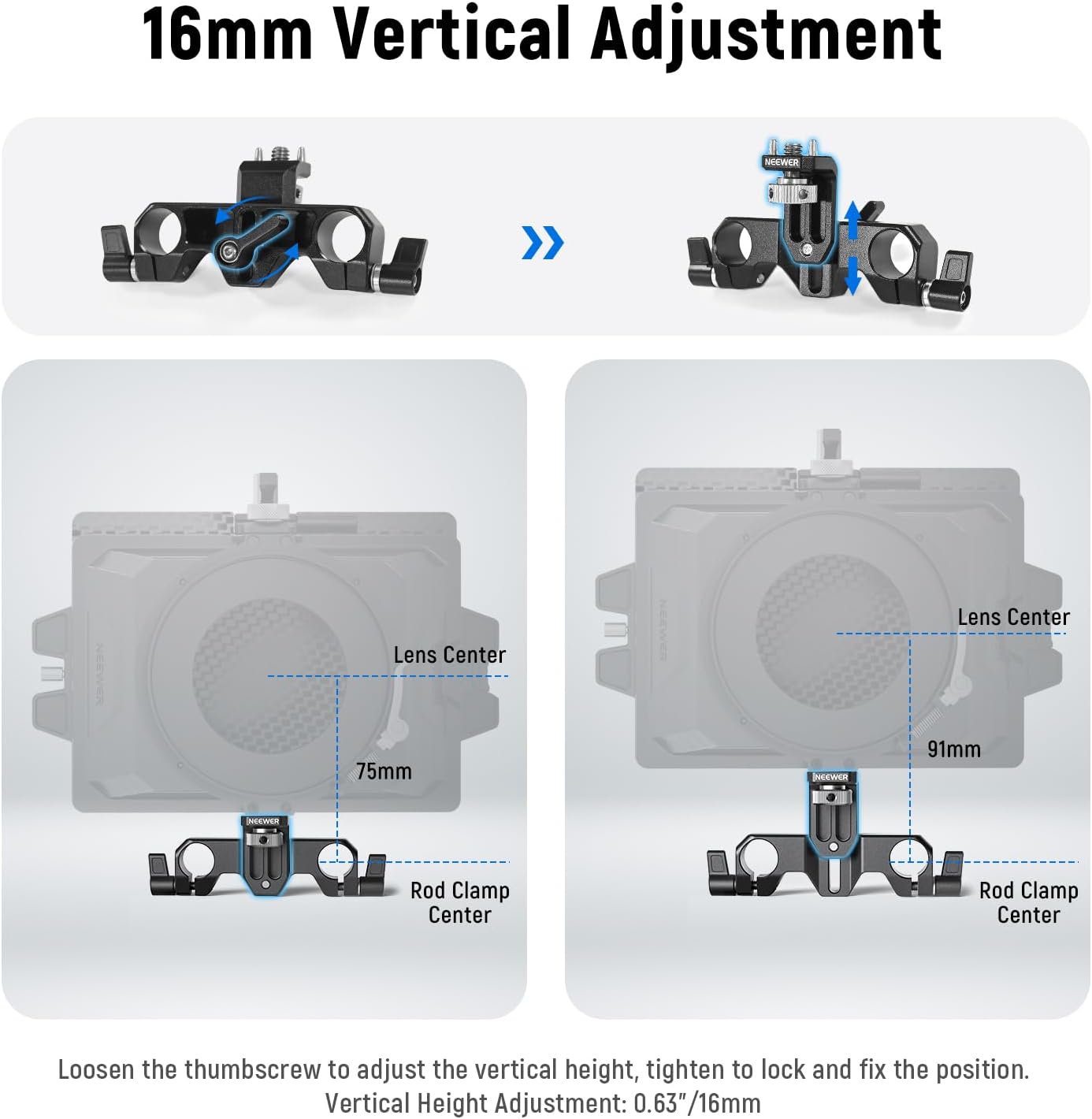 Neewer 10102568 15mm Rod Support Clamp