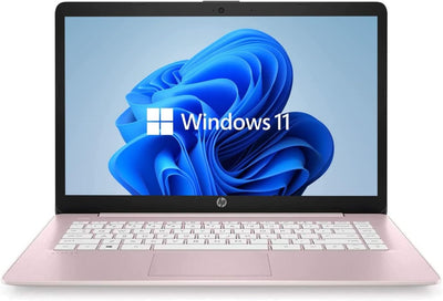 HP 14" Laptop Renewed - Celeron Dual-Core, 4GB RAM, 64GB SSD, Pink