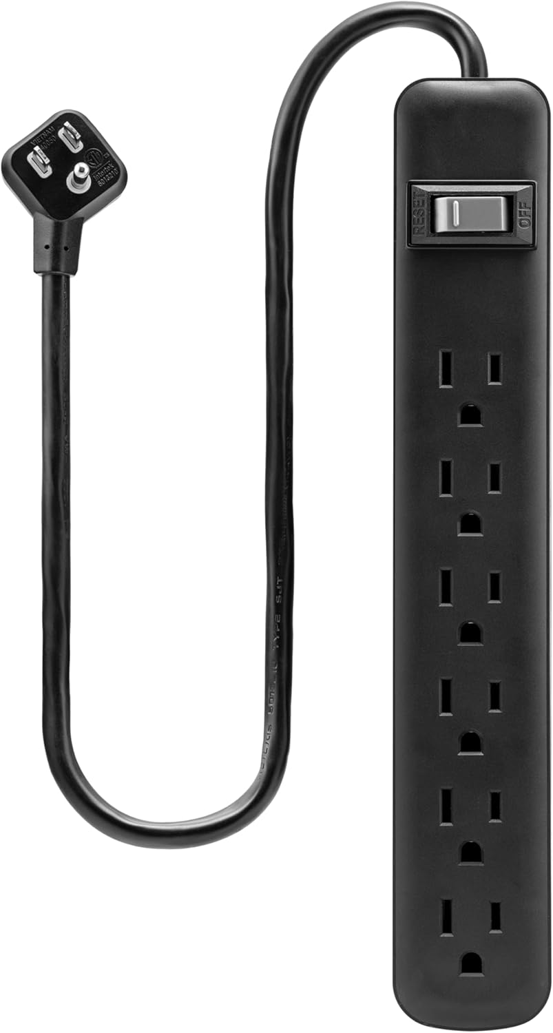 GE 14831 6-Outlet 2Ft Power Strip - Black
