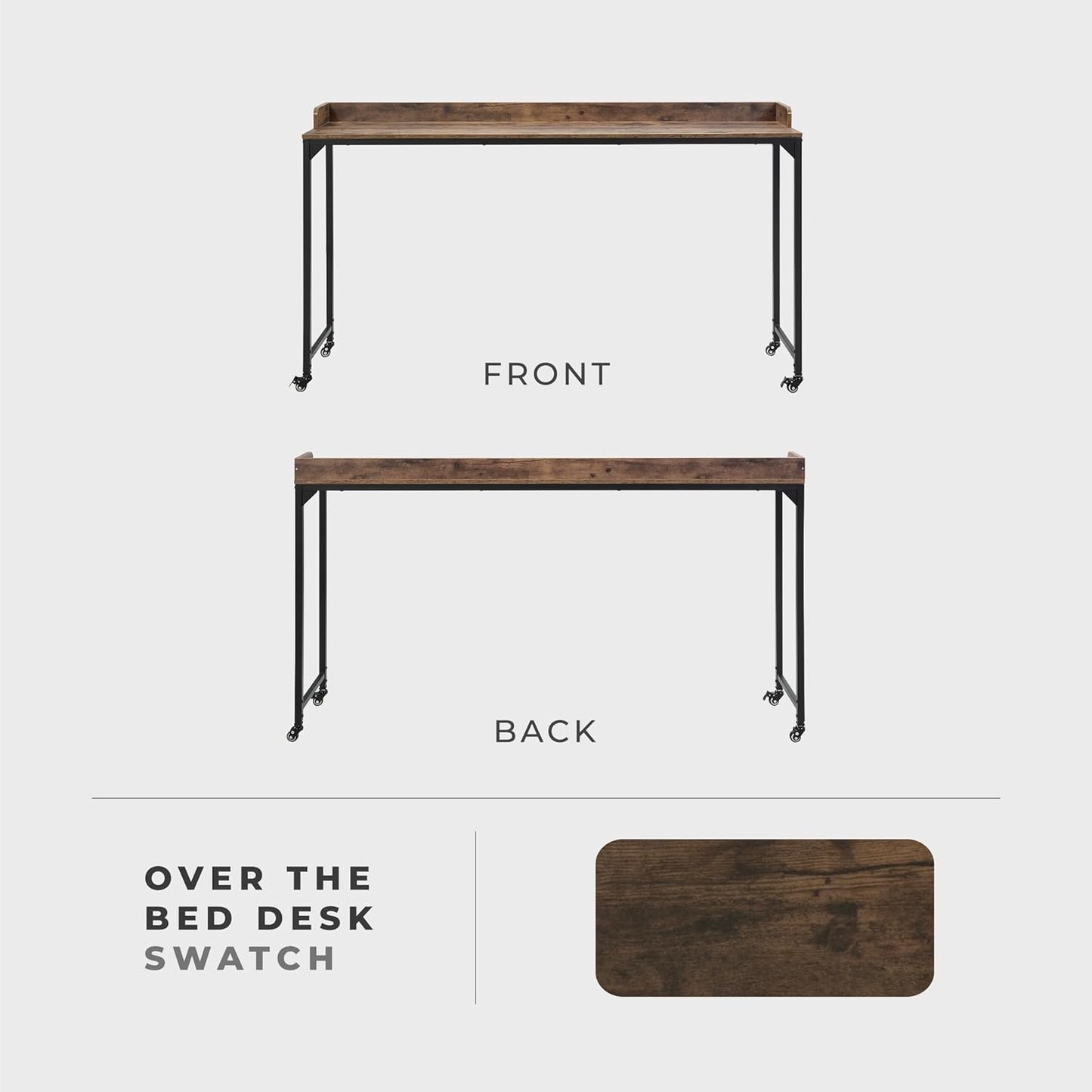 Lexicon 194840286998 Overbed Table with Wheels Brown