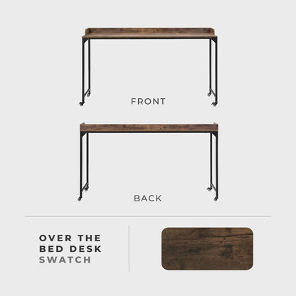 Lexicon 194840286998 Overbed Table with Wheels Brown