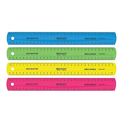 Westcott 14381 12 Inch Plastic Ruler