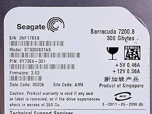 Seagate 9y7374-557 Barracuda 300GB SATA Hard Drive - 7200RPM — main product image