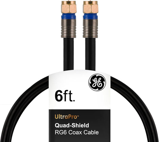 GE 33528 6ft RG6 Quad Shield Coaxial Cable