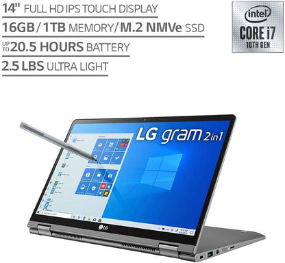 LG gram 2-in-1 Laptop - i7-10510U, 16GB, 1TB SSD, Thunderbolt 3