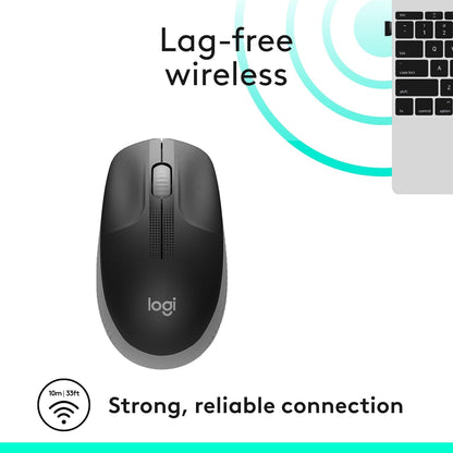 Logitech 910-005900 M190 Full-Size Wireless Mouse - Grey